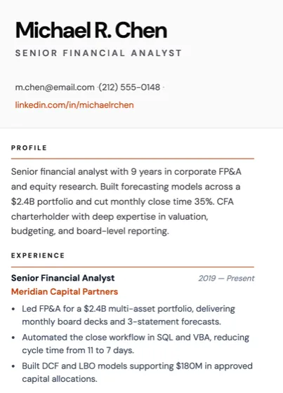 Classic ATS-optimized resume template by the AI resume builder