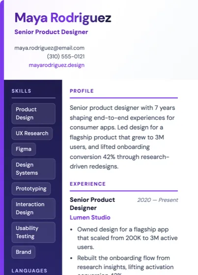 Creative ATS-friendly AI resume builder template