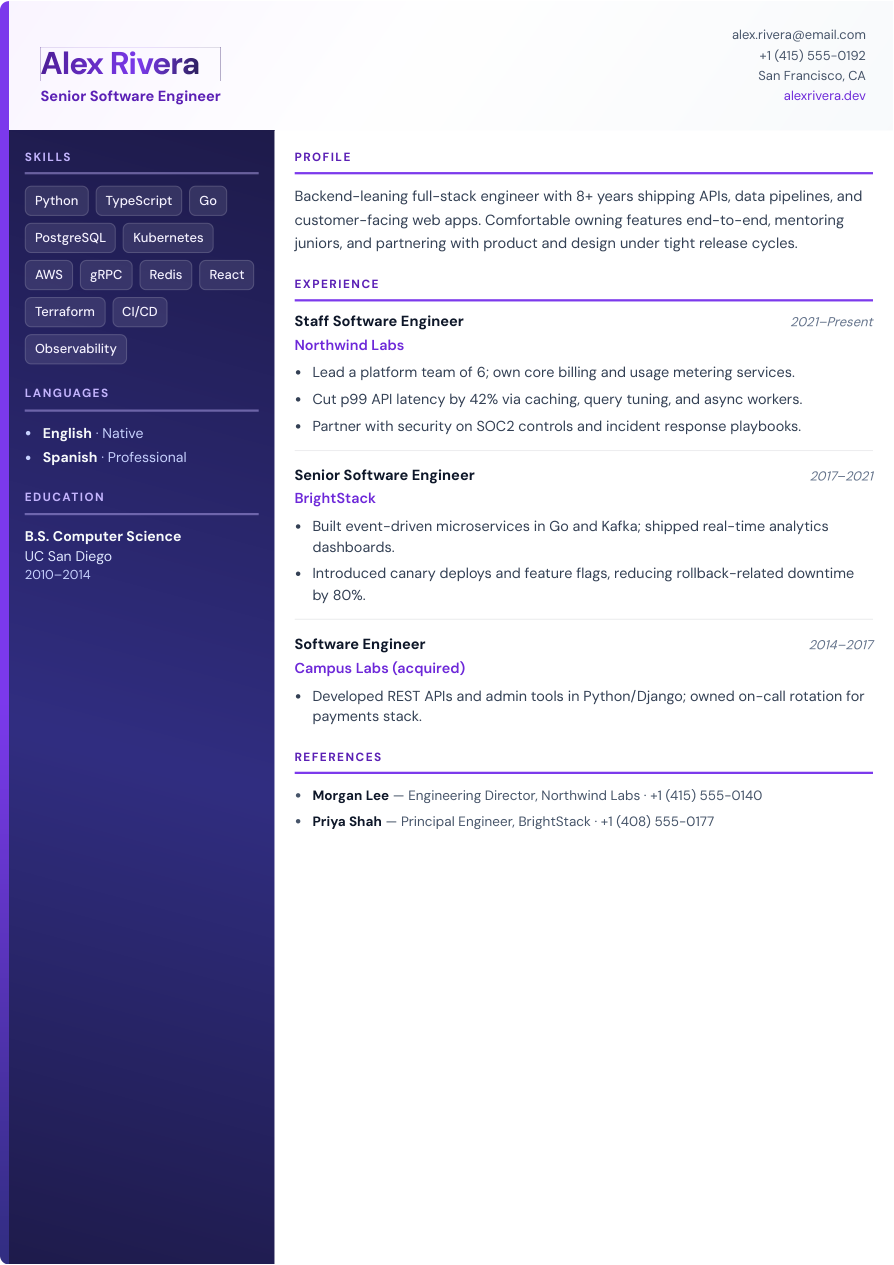 Creative ATS-friendly AI resume builder template