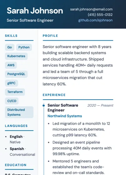 Professional ATS-optimized resume template by the resume AI generator